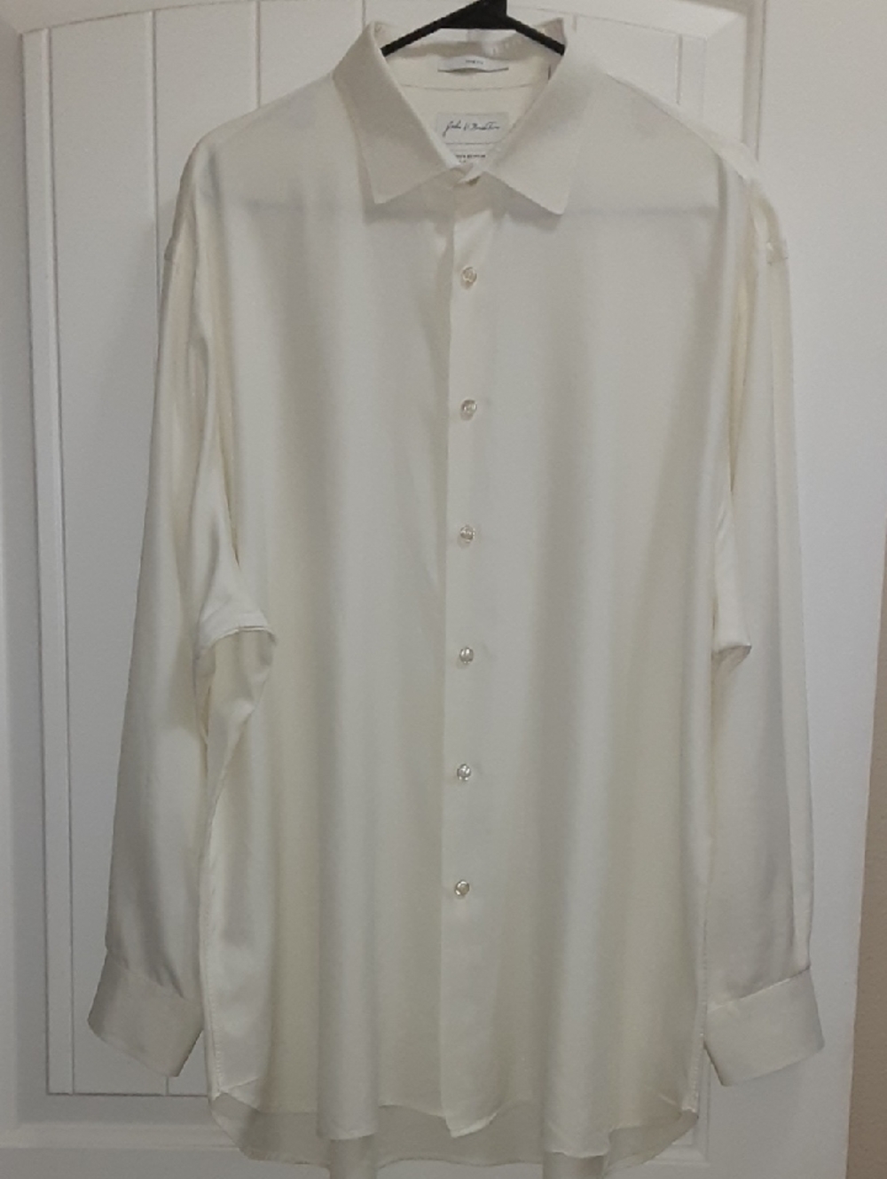 John W. Nordstrom Trim Fit White Dress Shirt 17.5 32/33 Egyptian Cotton EUC
